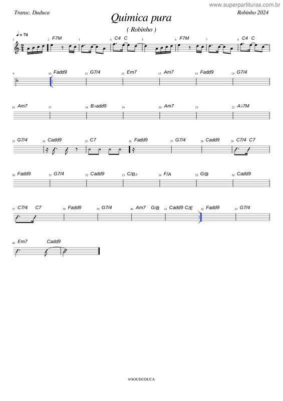 Partitura da música Quimica Pura – Theussax