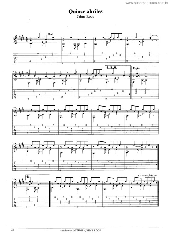 Partitura da música Quince Abriles