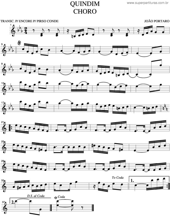 Partitura da música Quindim 