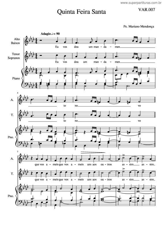 Partitura da música Quinta–Feira Santa