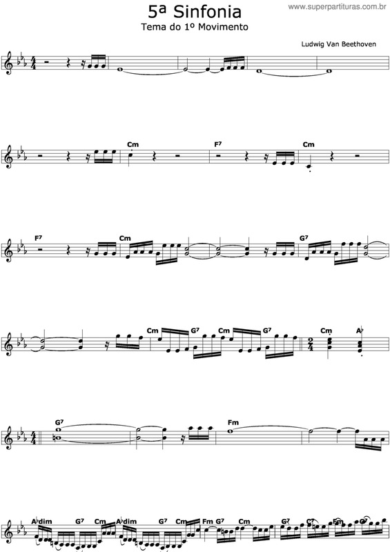 Partitura da música Quinta Sinfonia v.2
