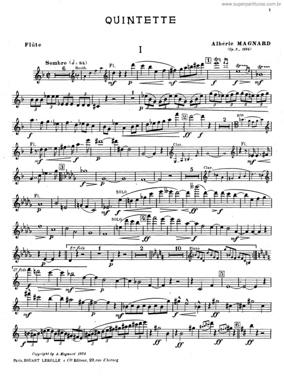 Partitura da música Quintet for piano, flute, oboe, clarinet &amp; bassoon