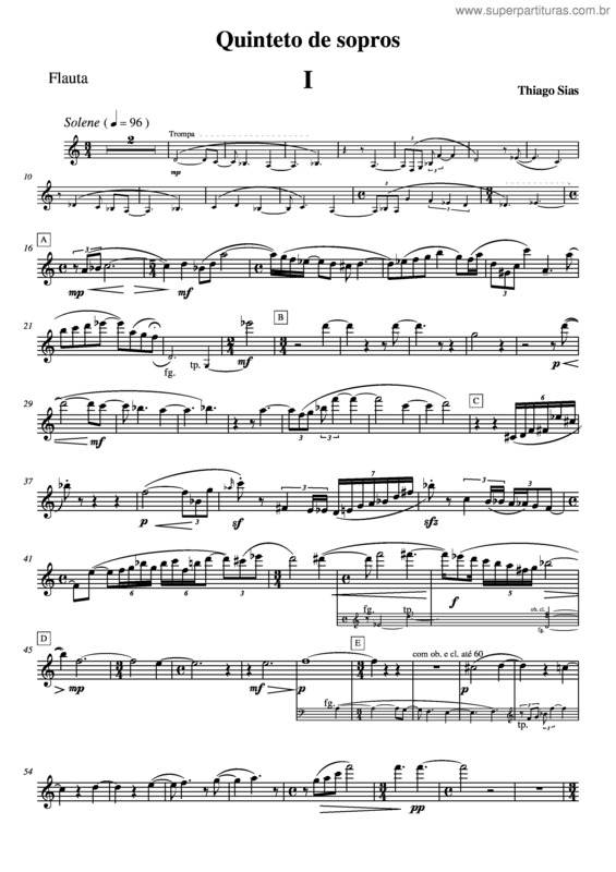 Partitura da música Quinteto de sopros v.2