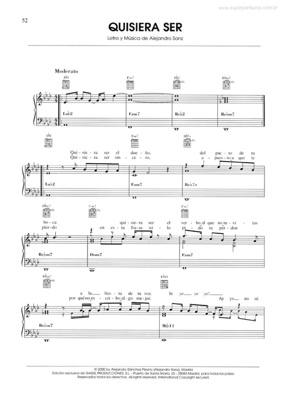 Partitura da música Quisera Ser