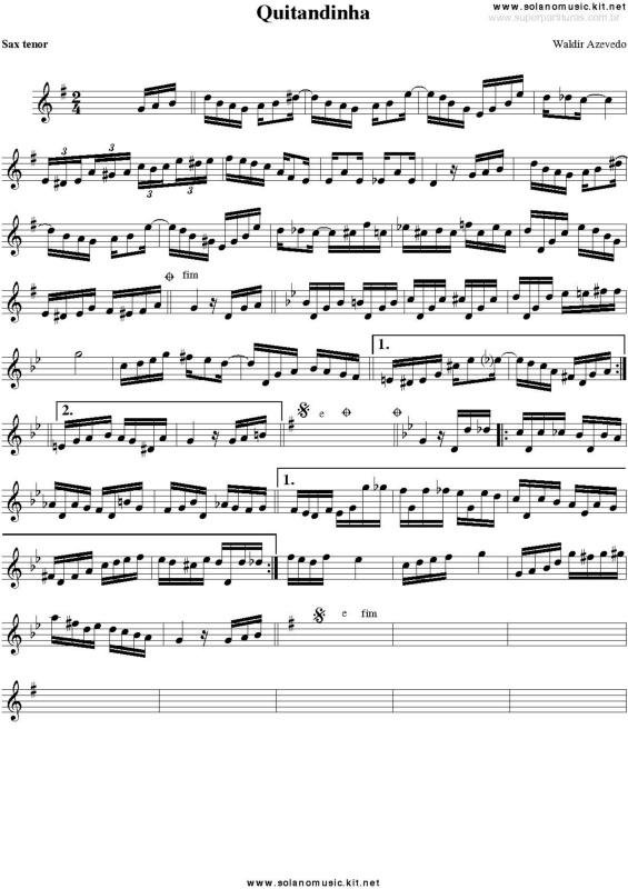 Partitura da música Quitandinha