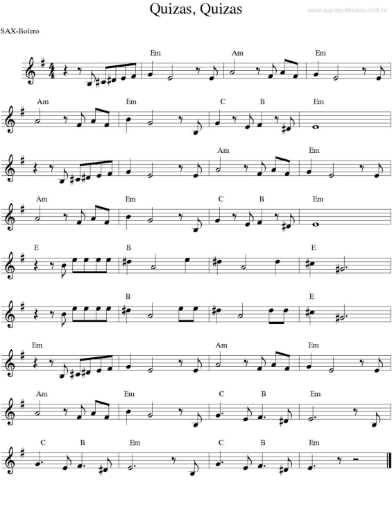 Partitura da música Quizas, Quizas