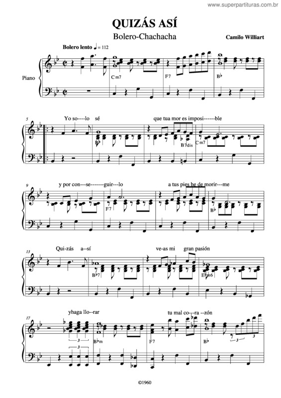 Partitura da música Quizás Así