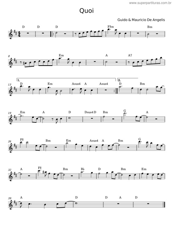 Partitura da música Quoi – Guido