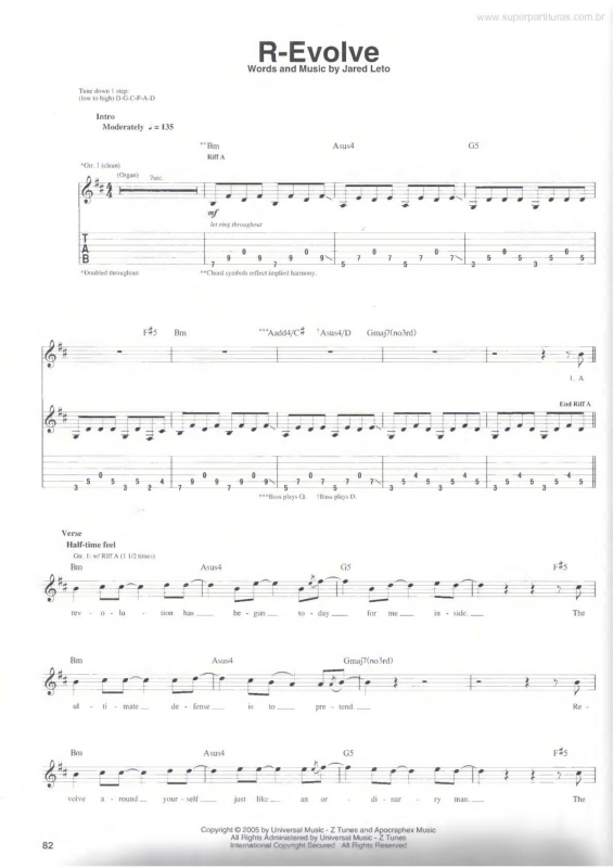 Partitura da música R-Evolve