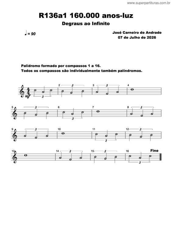 Partitura da música R136a1 160.000 Anos-Luz