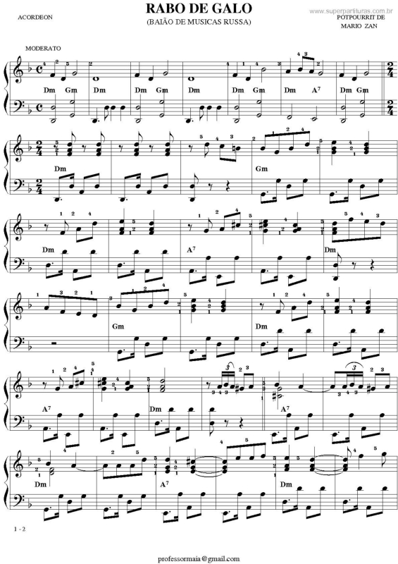 Partitura da música Rabo De Galo