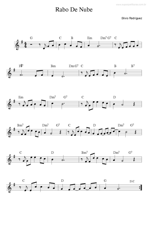 Partitura da música Rabo de Nube