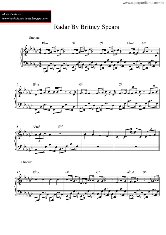 Partitura da música Radar