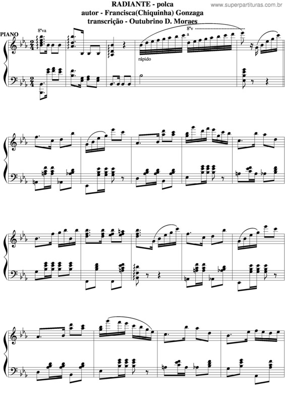 Partitura da música Radiante