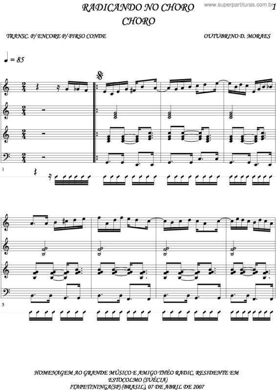 Partitura da música Radicando No Choro v.2