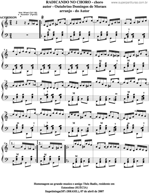 Partitura da música Radicando No Choro v.3