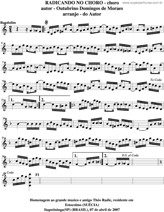 Partitura da música Radicando No Choro v.4