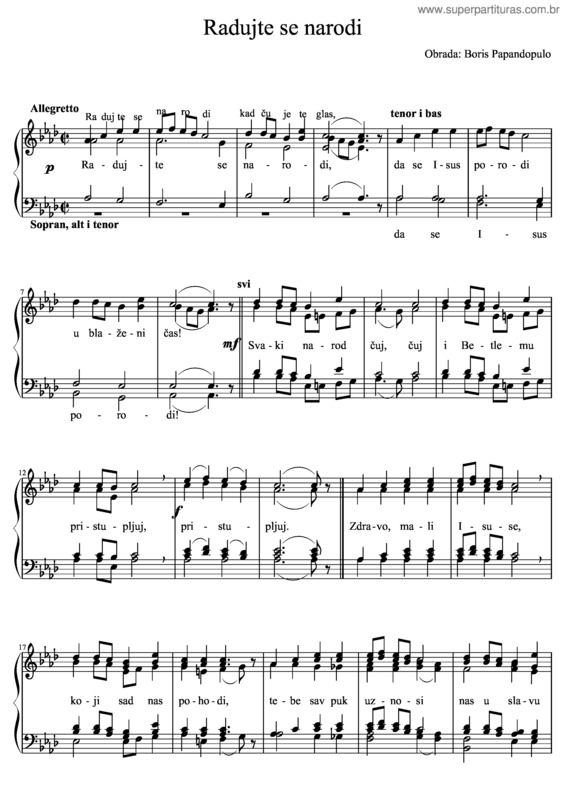 Partitura da música Radujte Se Narodi
