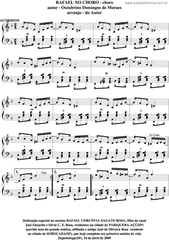 Partitura da música Rafael No Choro v.3