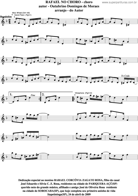 Partitura da música Rafael No Choro v.4