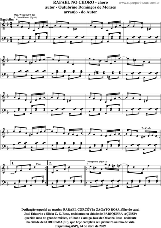 Partitura da música Rafael No Choro v.5
