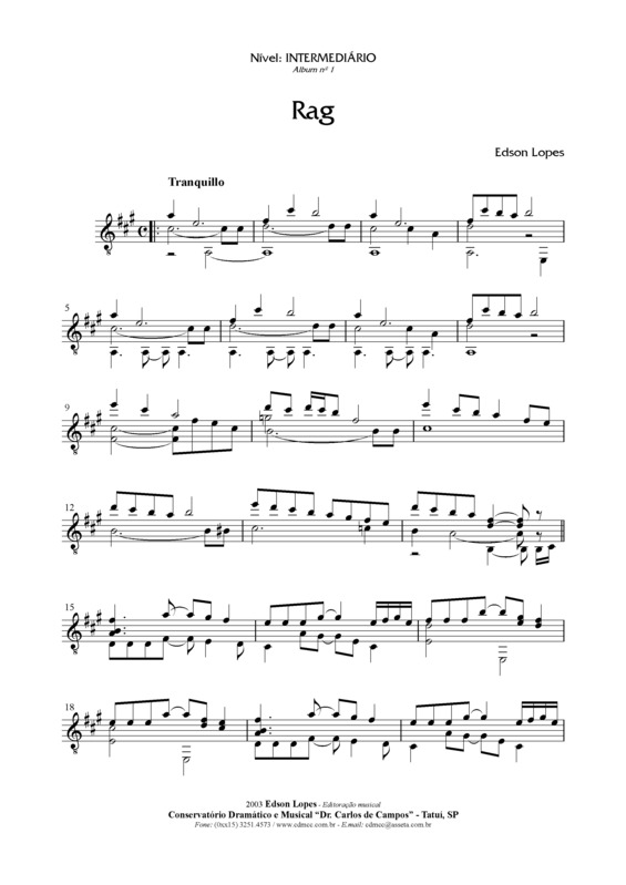 Partitura da música Rag