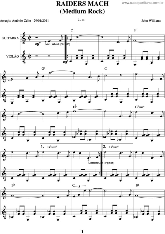 Partitura da música Raiders March v.2