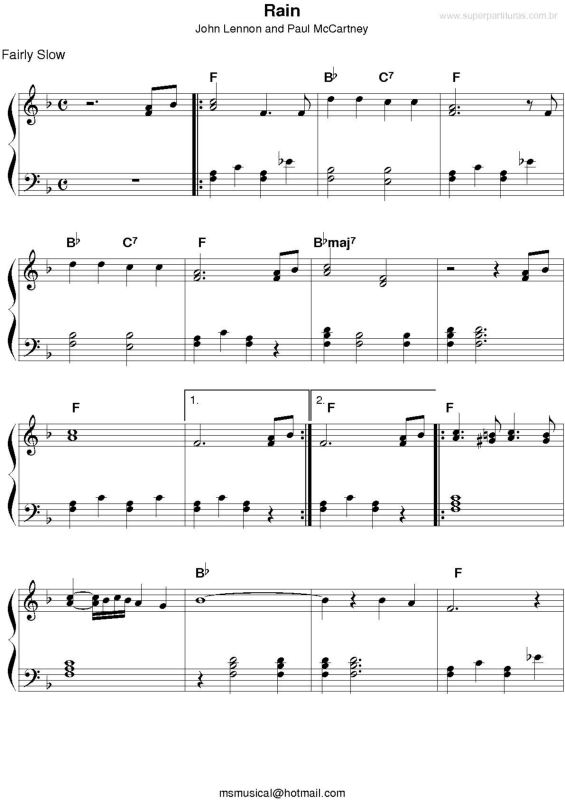 Partitura da música Rain