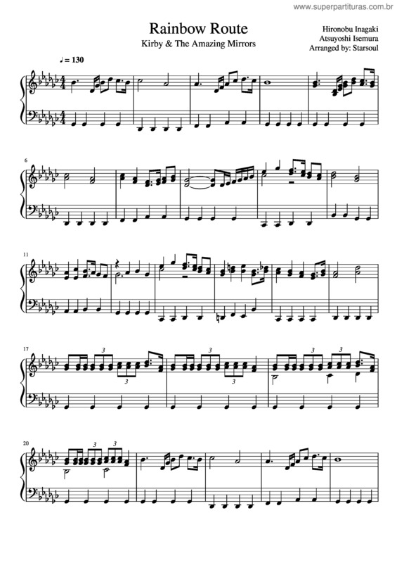 Partitura da música Rainbow Route– Kirby & The Amazing Mirrors