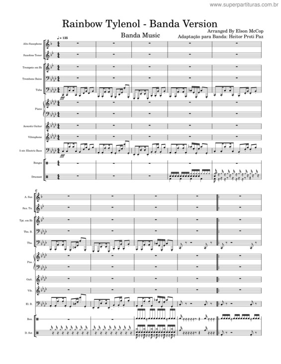 Partitura da música Rainbow Tylenol – Banda Version
