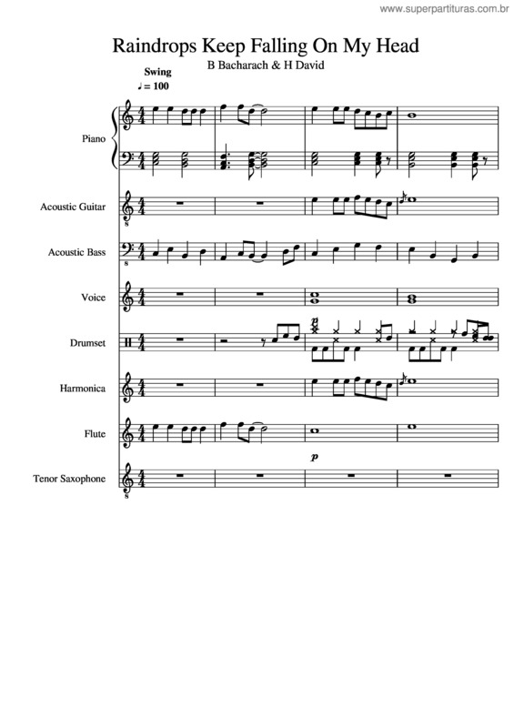 Partitura da música Raindrops Keep Falling On My Head v.4