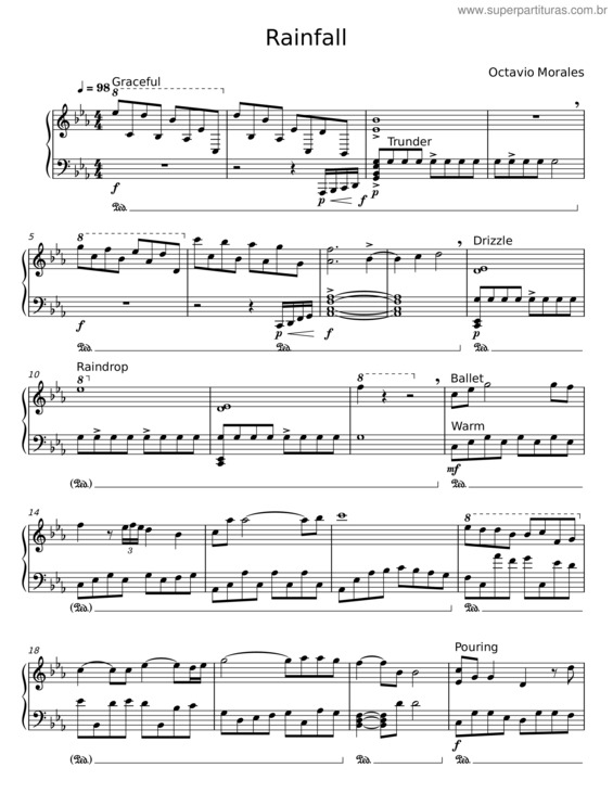 Partitura da música Rainfall – Octavio Morales