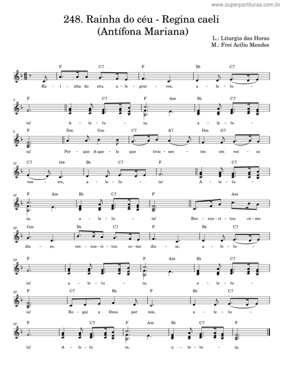 Partitura da música Rainha Do Céu