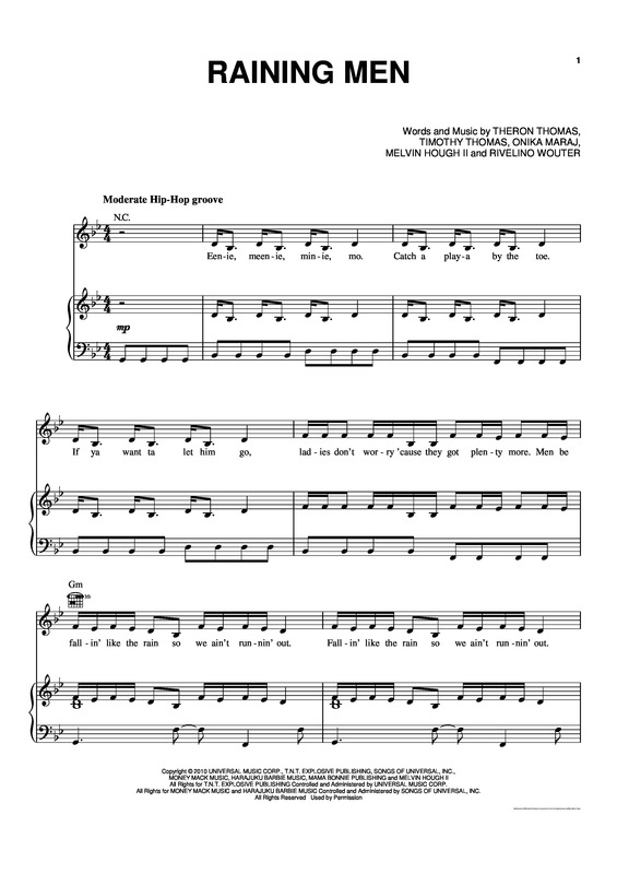Partitura da música Raining Men v.2