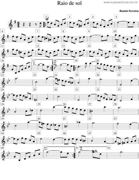 Partitura da música Raio De Sol v.3