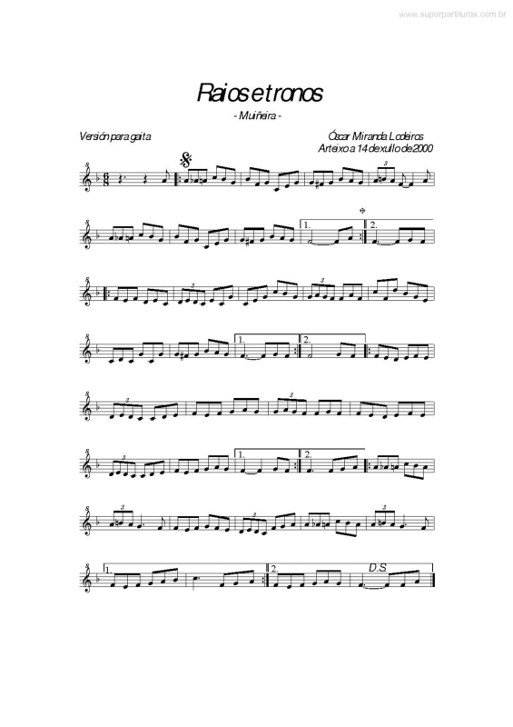 Partitura da música Raios e Tronos