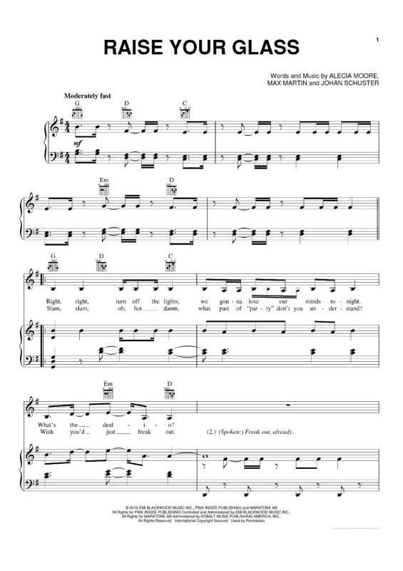 Partitura da música Raise Yout Glass