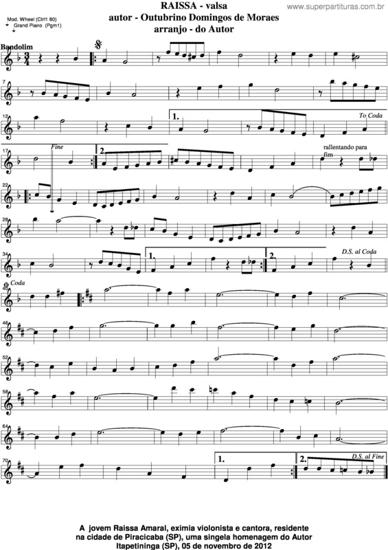 Partitura da música Raissa v.3