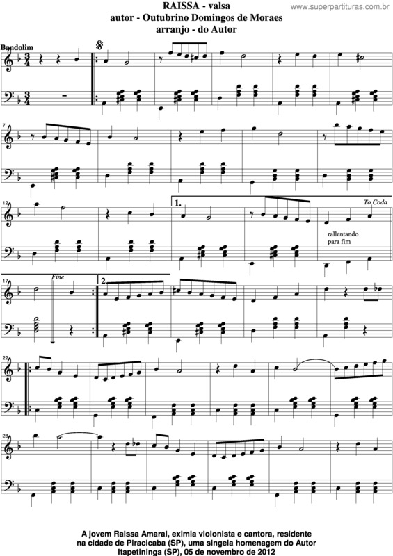 Partitura da música Raissa v.4