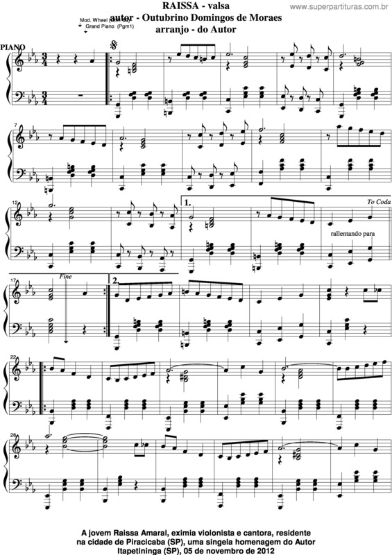 Partitura da música Raissa v.5