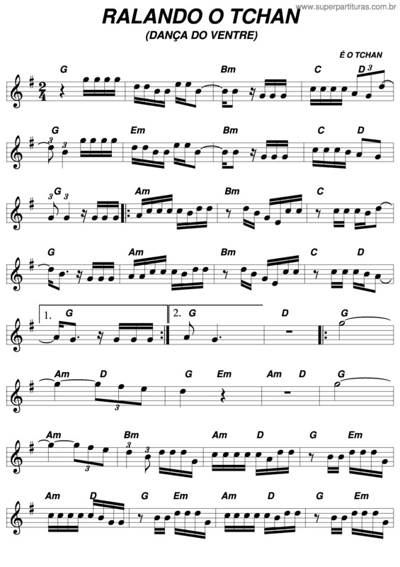 Partitura da música Ralando O Tchan