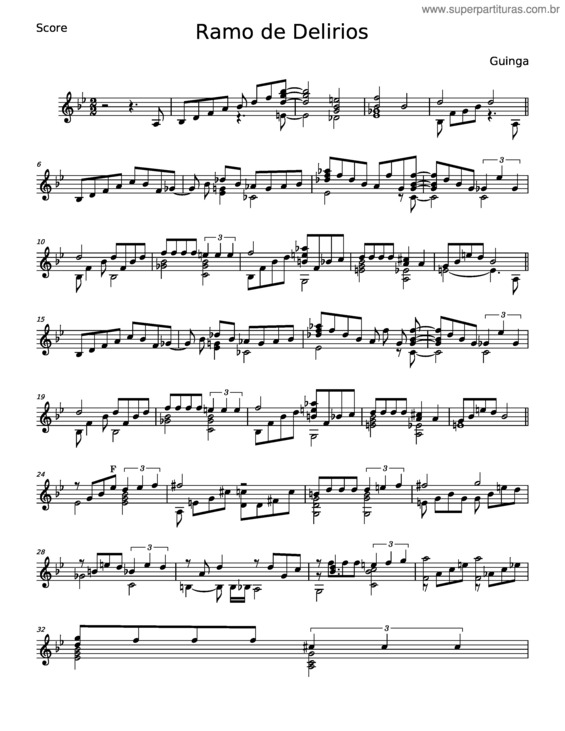 Partitura da música Ramo De Delírios – Guinga