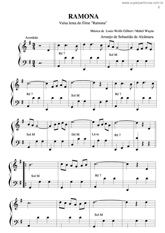 Partitura da música Ramona