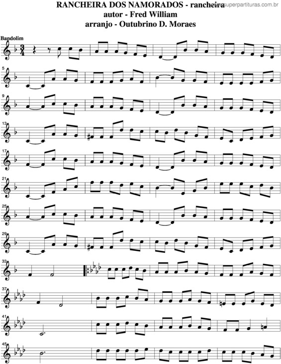 Partitura da música Rancheira Dos Namorados