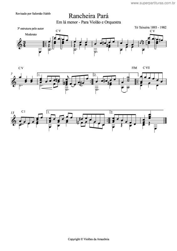 Partitura da música Rancheira Pará