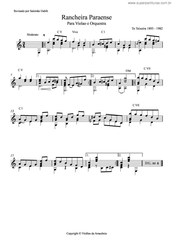 Partitura da música Rancheira paraense