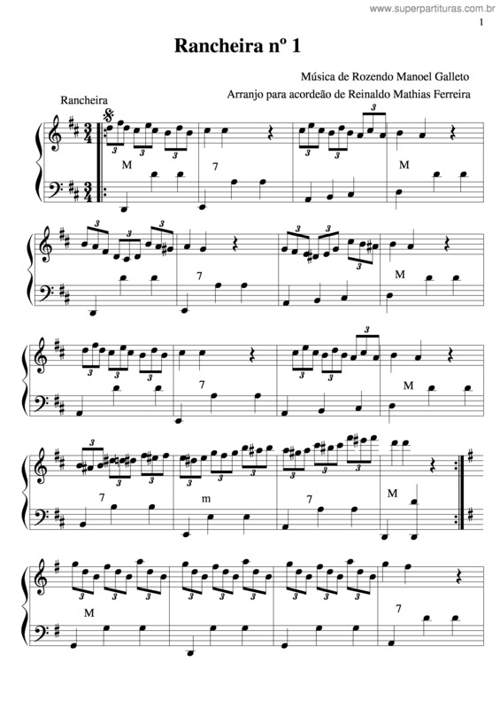 Partitura da música Rancheira