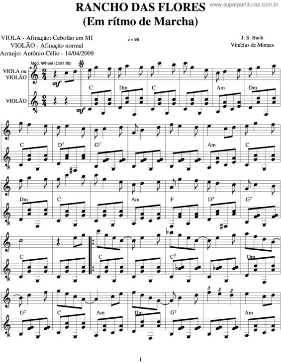 Partitura da música Rancho Das Flores