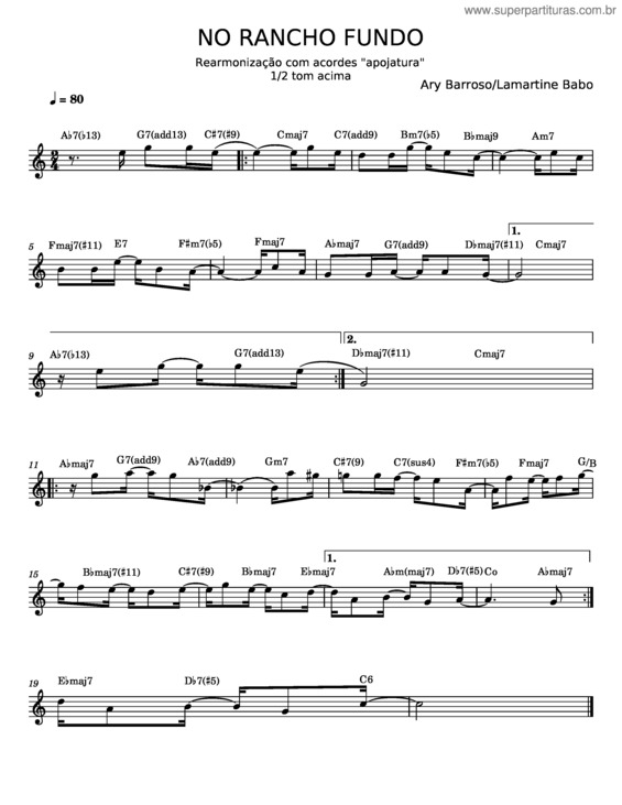 Partitura da música Rancho Fundo Rearmonizaçào