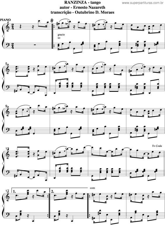 Partitura da música Ranzinza